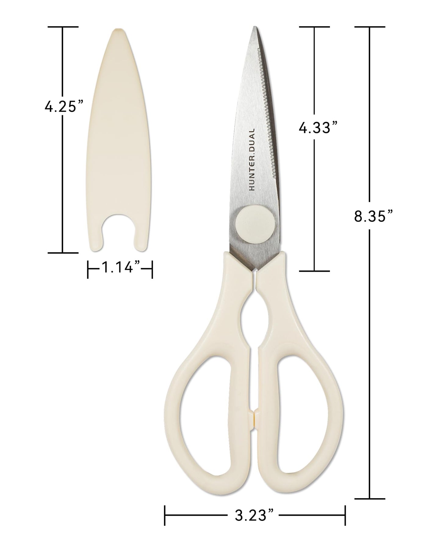 Kitchen Scissors for Food, HUNTER.DUAL Heavy Duty Come Apart Poultry Shears for Cooking, All Purpose for Cutting Chicken, Meat, Fish & Vegetables (Cream, 8.35 Inch)