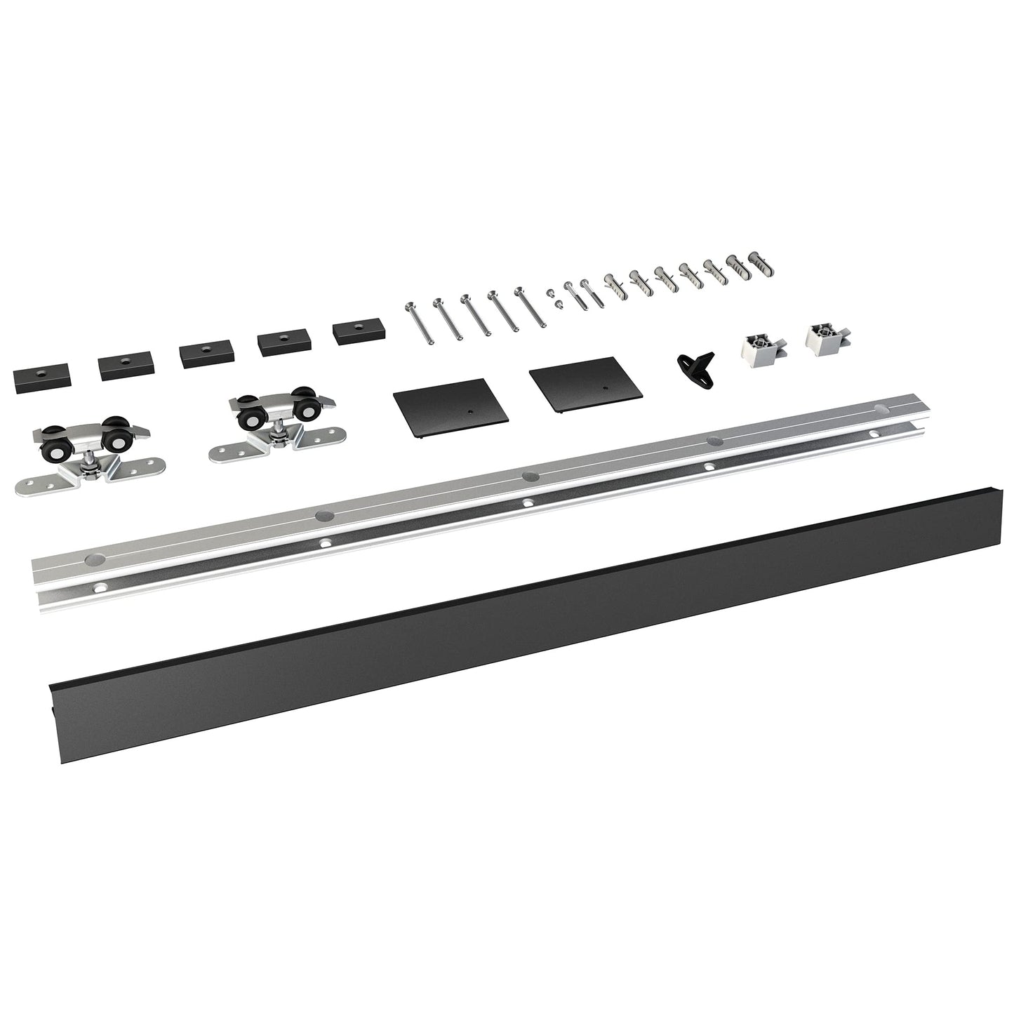 JUBEST 6FT Barn Door Hardware Kit, Aluminium Alloy Box Rail Hardware, Low Clearance Sliding Door Track for Classic Modern Interior Single Wooden Door,Black