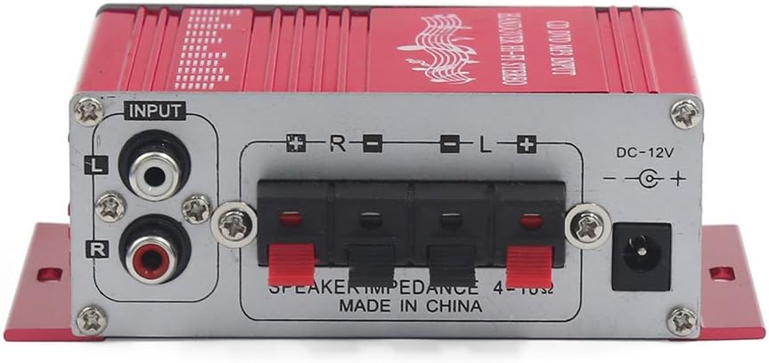 Ruilogod 2-CH MP3 Mini Hi-Fi Car Boat Audio Stereo Amplifier DVD Player Red