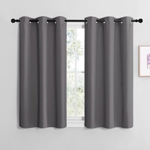 NICETOWN Grey Blackout Curtain Panels - Thermal Insulated Grommet Top Drapes | 2 Panels, W29 x L36-Inch