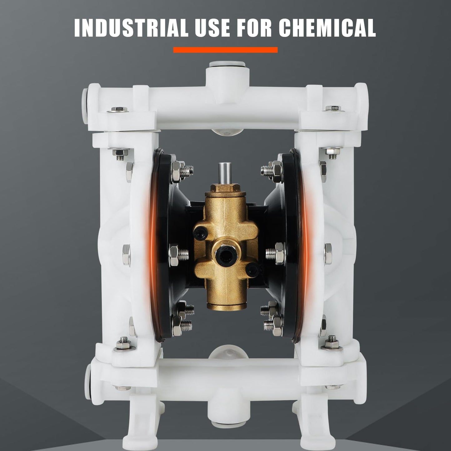 Air-Operated Double Diaphragm Pump, 1/2 in Inlet & Outlet, QBK-15, 12 GPM & Max 120PSI, PTFE Diaphragm Pneumatic Transfer Pump for Petroleum, Diesel, Grease & Low Viscosity Fluids