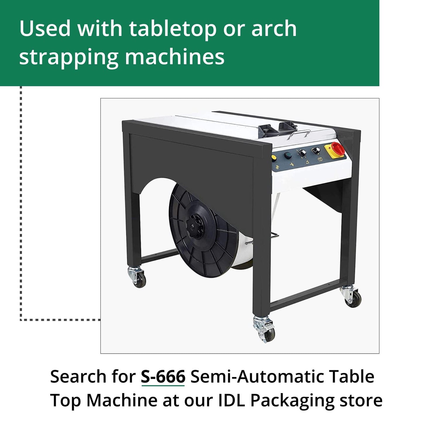 IDL Packaging 1/2" x 9900' Machine Grade Polypropylene (PP) Strapping Roll of 8" x 8" Core Size (350 lbs Break Strength) for Automatic and Semi-Automatic Machines - Lightweight Poly Banding Packaging