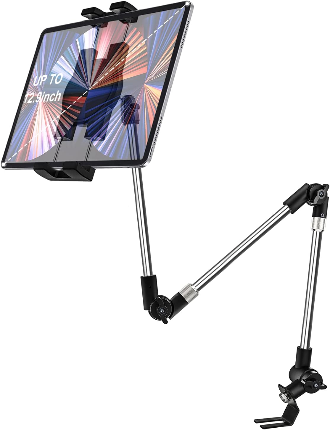 woleyi 35" 4-13" Car/Truck Seat Rail Tablet Mount, Heavy Duty Car Floor Bolt Tablet Holder, Vehicle Front Seats Stand