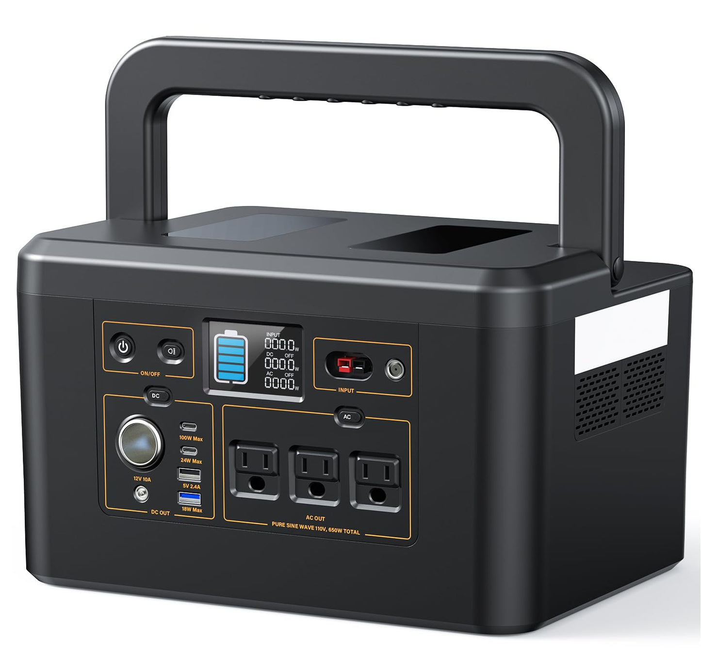 Portable Power Station 650W (1200W Peak), 576Wh Solar Generator, LiFePO4 Battery 3.5 Hour Fast Charging, Solar Generator for Home & Emergency Backup, Hurricane, CPAP (Solar Optional)