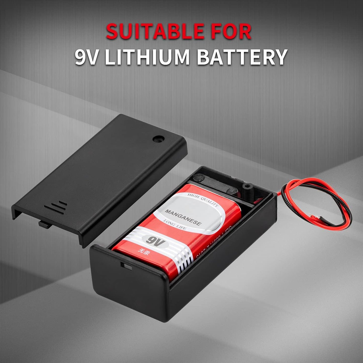 DAIERTEK 9V 9 9V 9 -3Pack Battery Holder, Volt Battery Holder with ON/Off Switch Cover Lead Wires Battery Box Volt