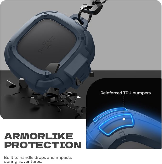 Dexnor for Shokz OpenFit 2 Case with Drop-Proof Lock, Shockproof Rugged Bumper Cases Protective Cover with Carabiner & Keyring & Cleaner Kit for Shokz OpenFit 2 (2025) Blue