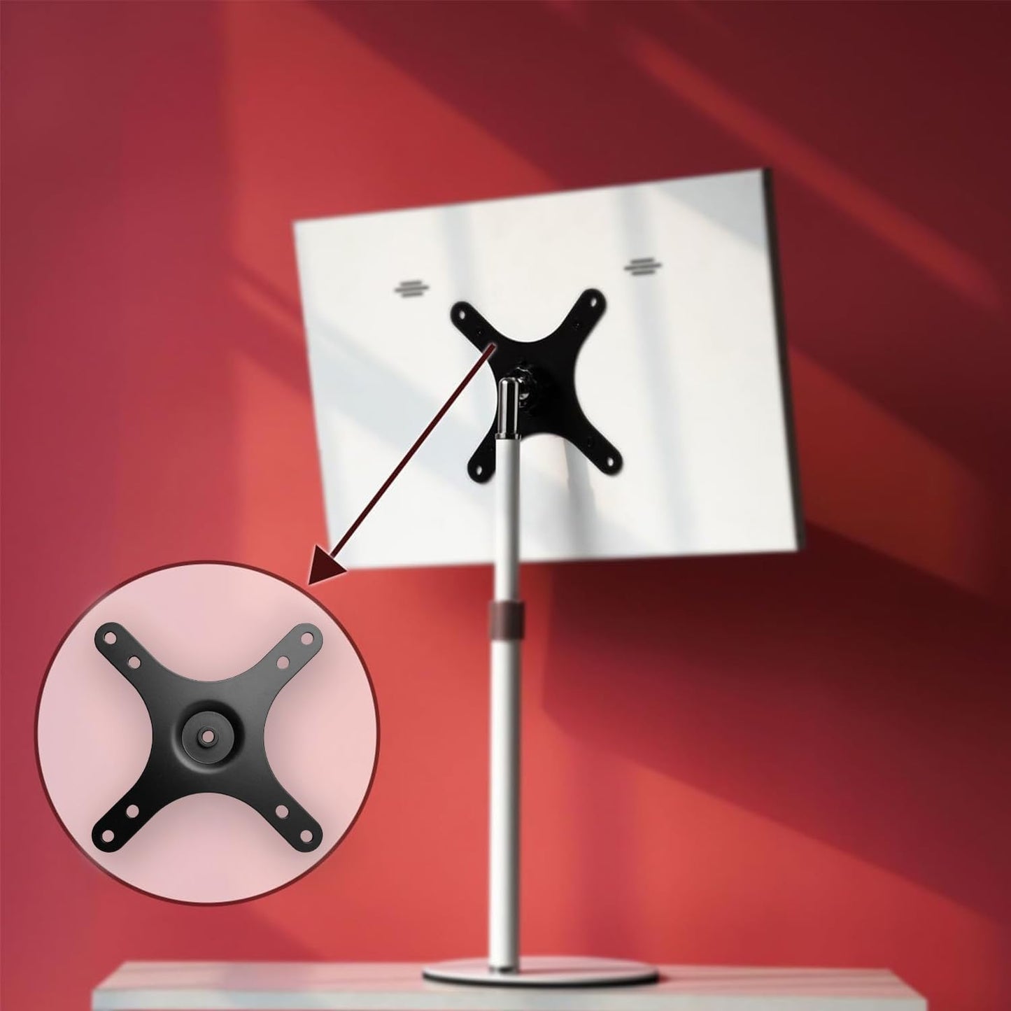 Kado 1/4" 100x100mm 75x75mm, M4 Set Portable Monitor Mounting Adapter Bracket Plate, Screw Hole to Screw Wall Mount Arm