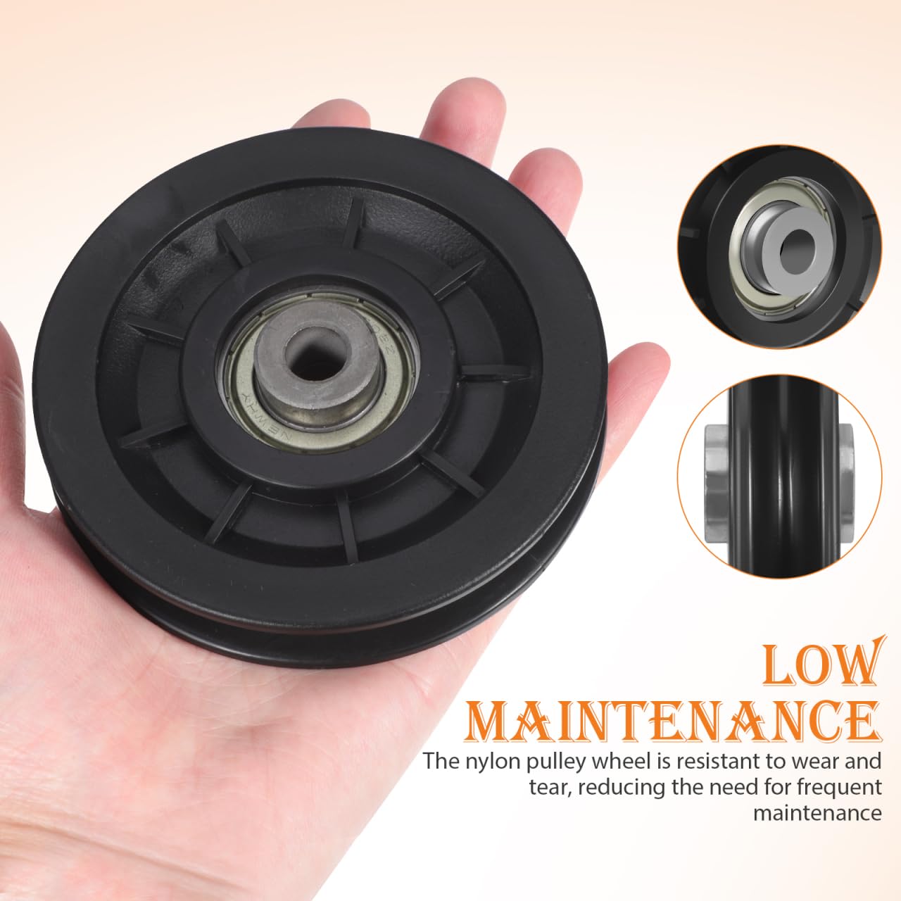 Mipcase 2 Pack Fitness Pulley Wheels 3.58 Inch Nylon Bearing Replacement for Gym Cable Pulley System Heavy Duty Smooth Exercise Equipment Parts