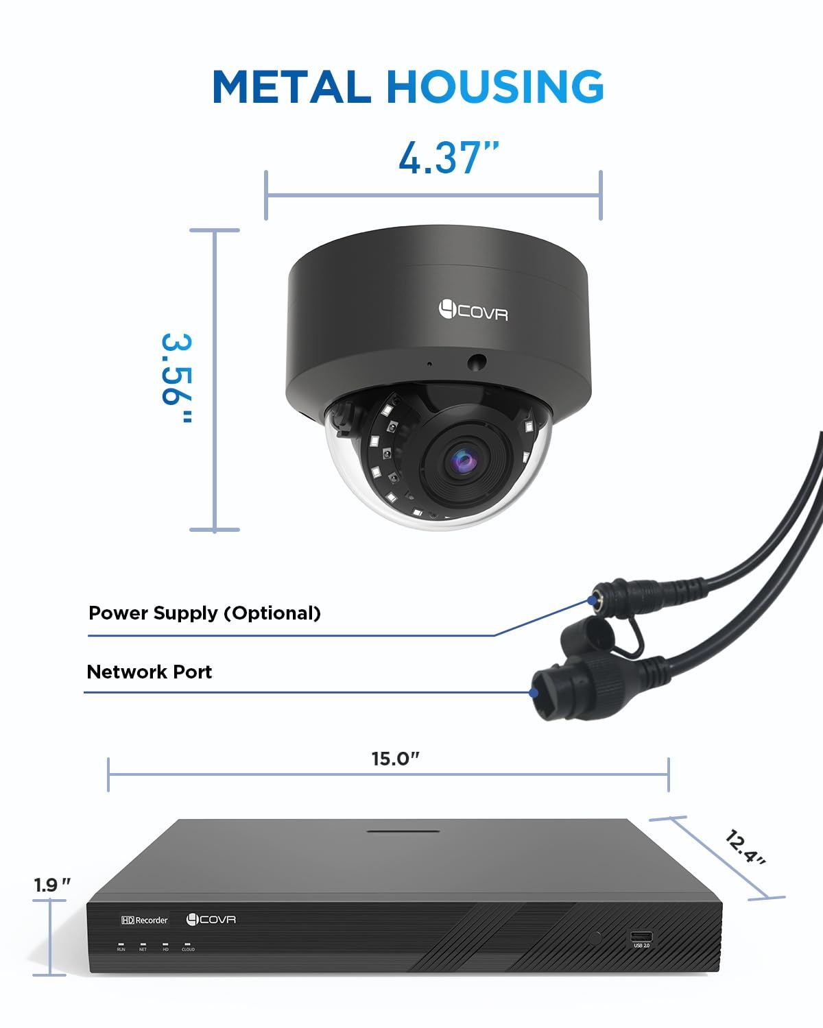 4COVR PoE 32 Channel Security Camera System AI Human Vehicle Detection, 24Pcs 5MP IK10 Vandal-Proof Dome IP Camera IP67 with Mic, 4K UHD NVR 8TB HDD, Commercial Surveillance Outdoor, LY54AB5M3224