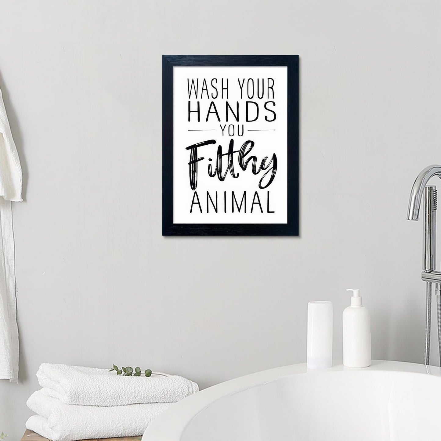 Regine Switzerland Bathroom Decor | Black and White Framed Art Prints for Guest Toilets & Kids' Washrooms