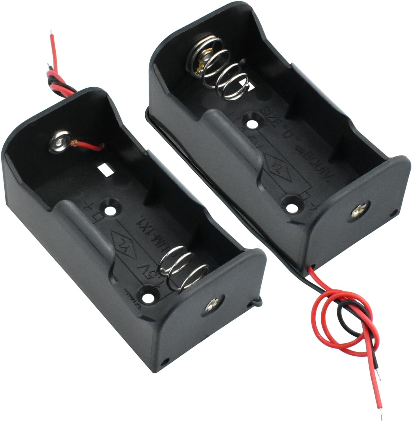 SDTC Tech 2-Pack 1 1.5V Slot D Cell Battery Holder D Size Battery Case Box with Wire Leads