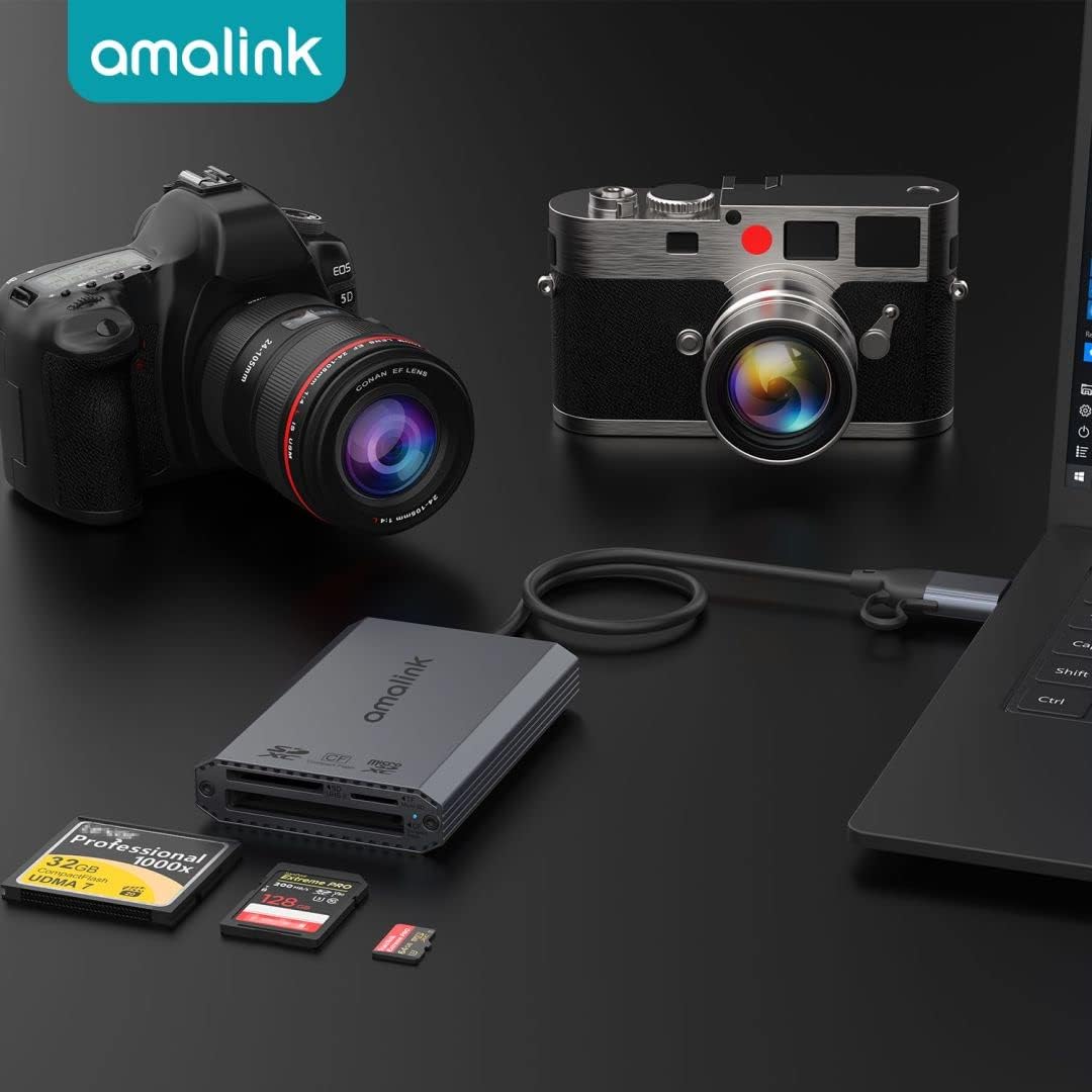 AMALINK UHS-II SD Card Reader. Triple-Slot USB-A/USB-C CF Compact Flash Card Reader Adapter,.Support CF/UHS-II/UHS-I