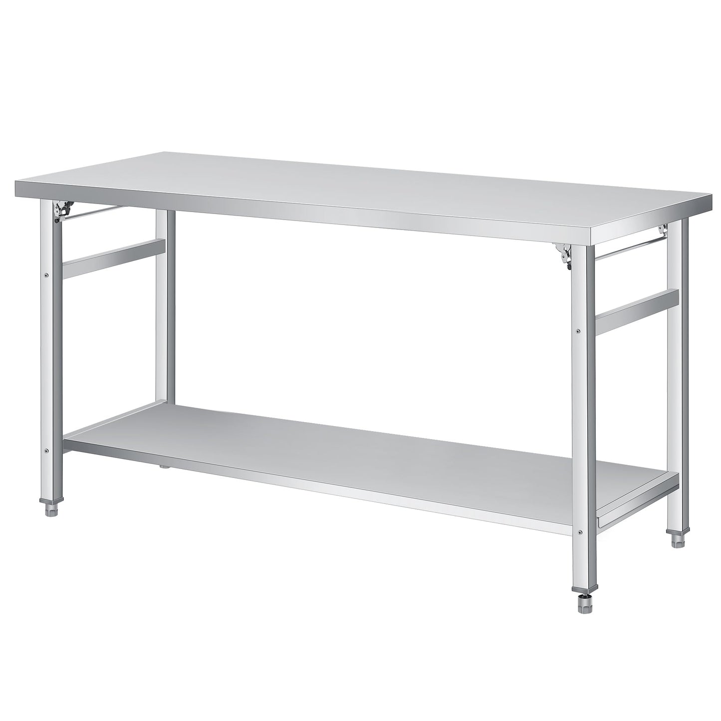 GAOMON 60" Folding Stainless Steel Table, 920 LBS Commercial Worktable Workstation with Undershelf for Prep & Work, NSF Stainless Steel Kitchen Island for Home Kitchen Restaurant Garage Warehouse
