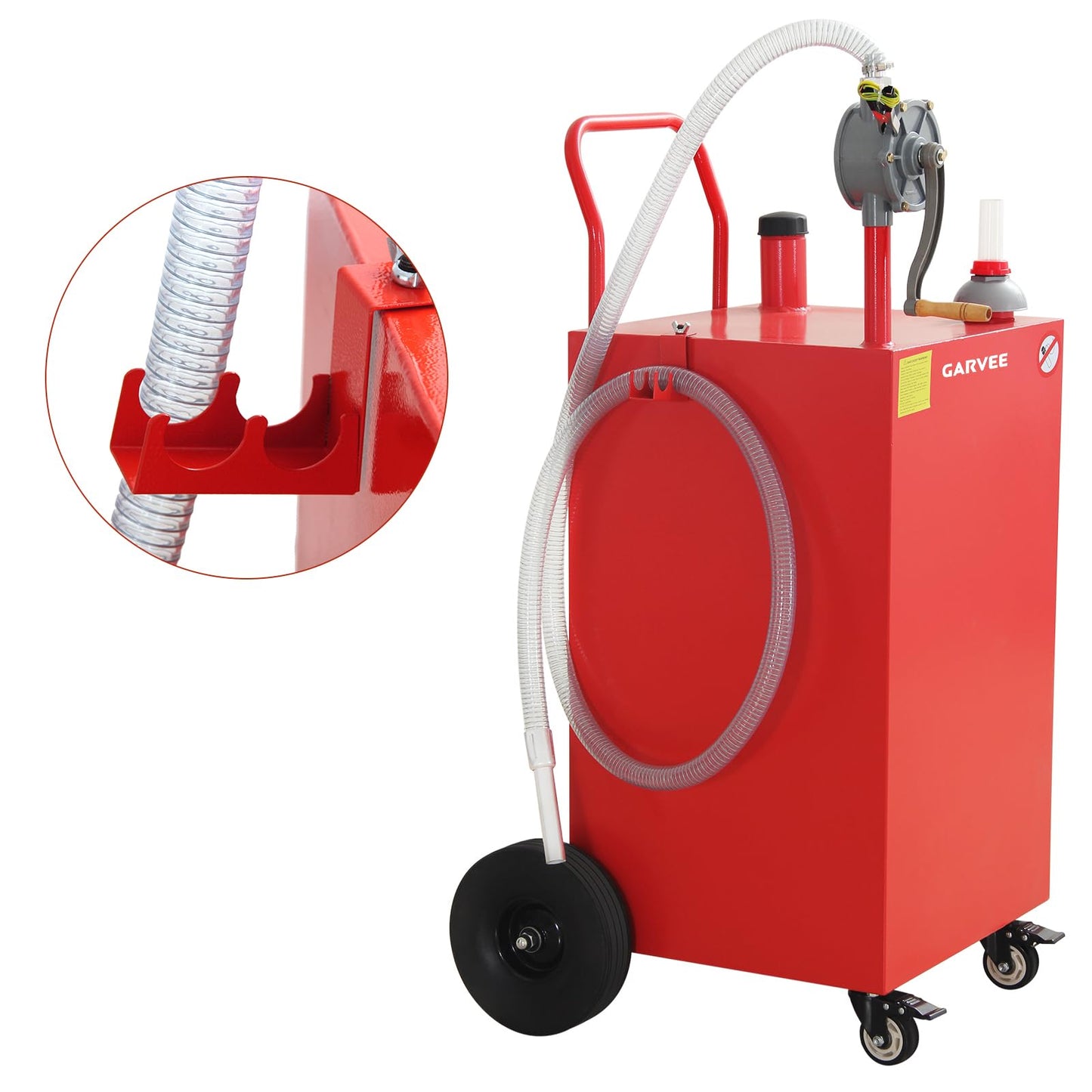 45 Gallon Portable Fuel Caddy with 4 Wheels & Manual Pump, Heavy Duty Gas Storage Tank for Gasoline & Diesel, Ideal for Trucks, Boats, ATVs, Lawn Mowers