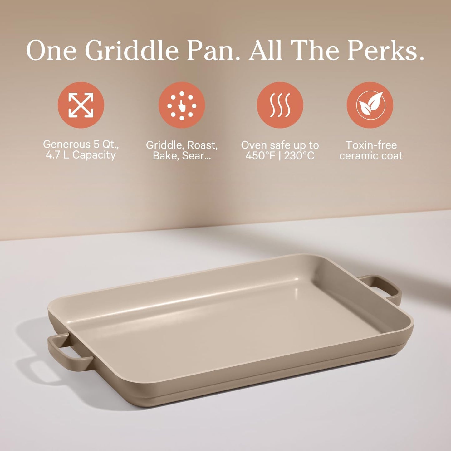 Our Place Griddle Pan - Versatile Nonstick Ceramic Griddle & Sheet Pan | Toxin-Free, Dual-Use Design | 5 Qt Capacity, Oven Safe to 450°F