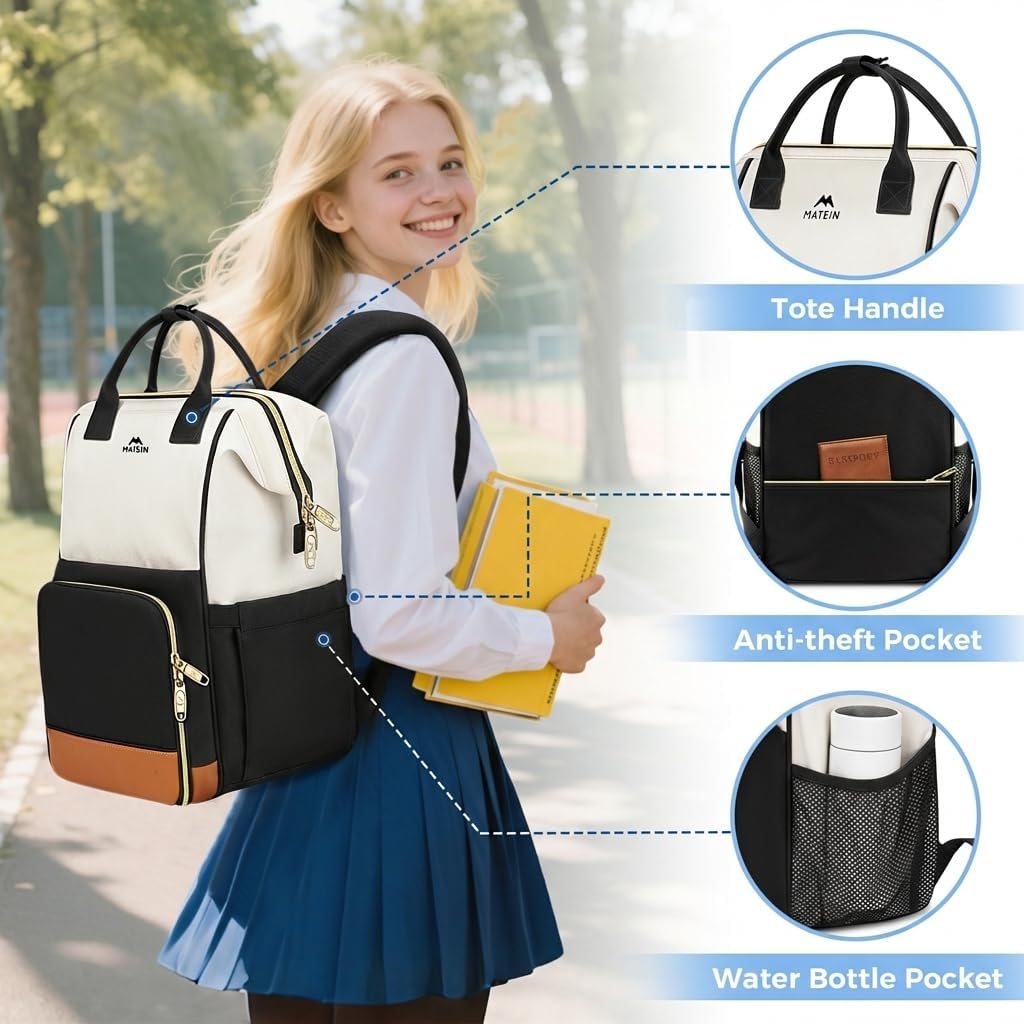 Backpack 15.6 Inch Backpack Backpacks MATEIN Insulated Lunch for Women, Work Laptop with Lunch Compartment
