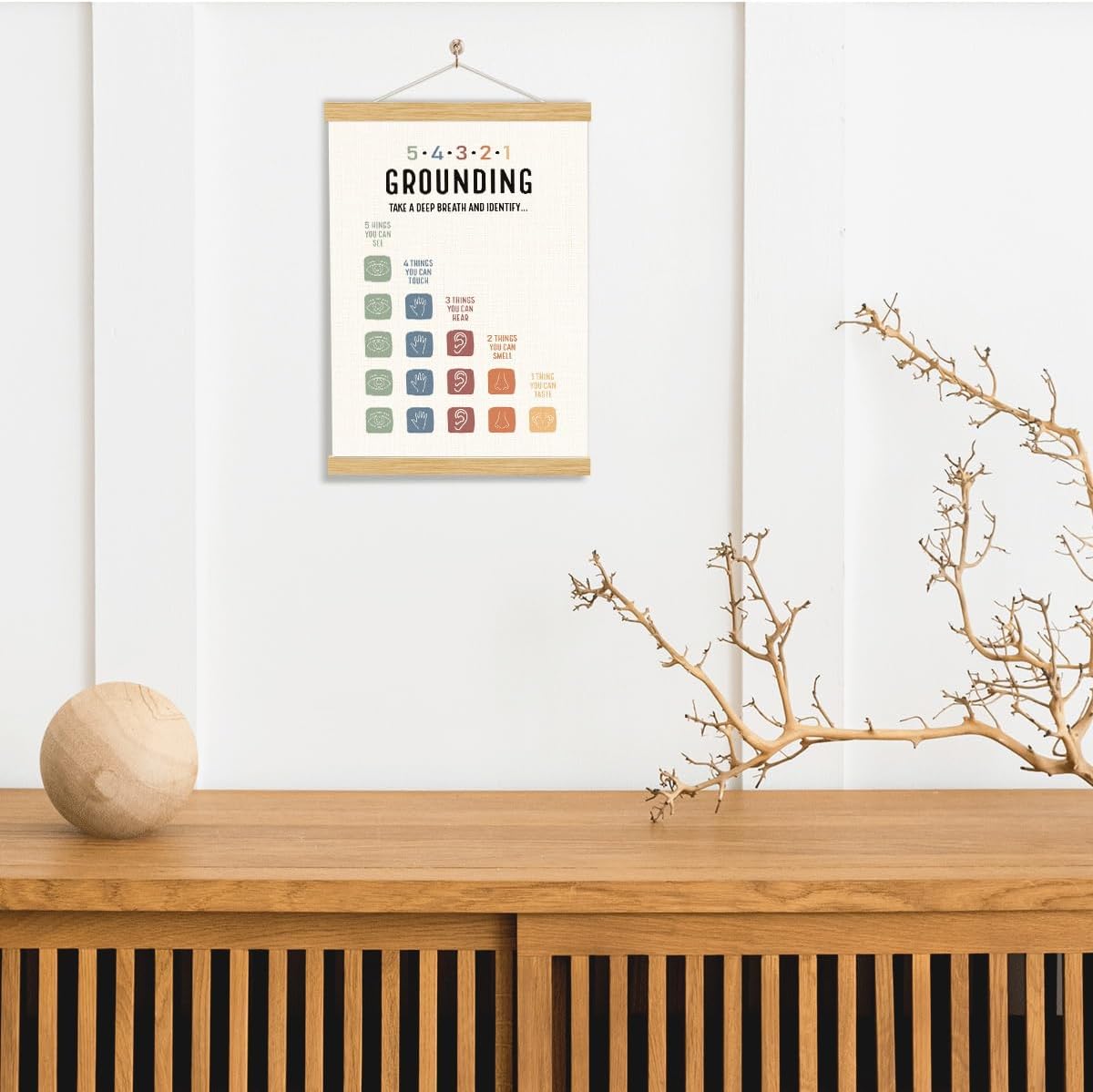 YGSDZY Grounding Technique Exercise Poster - Therapy Wall Art for Mental Health | Classroom Decor