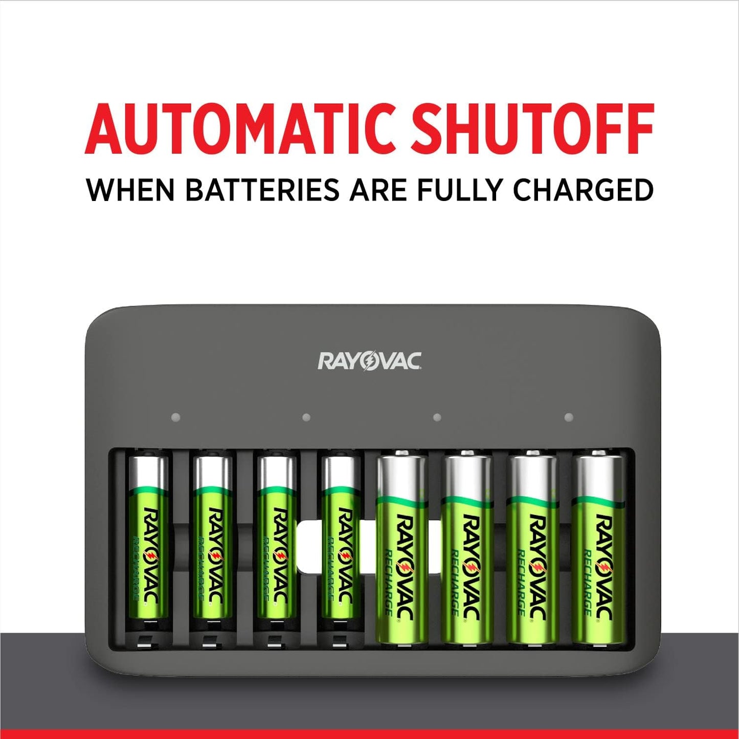 Rayovac 8 USB Battery Charger, Bay Charger for NiMH AA and AAA Rechargeable Batteries, Fast Charger for Batteries