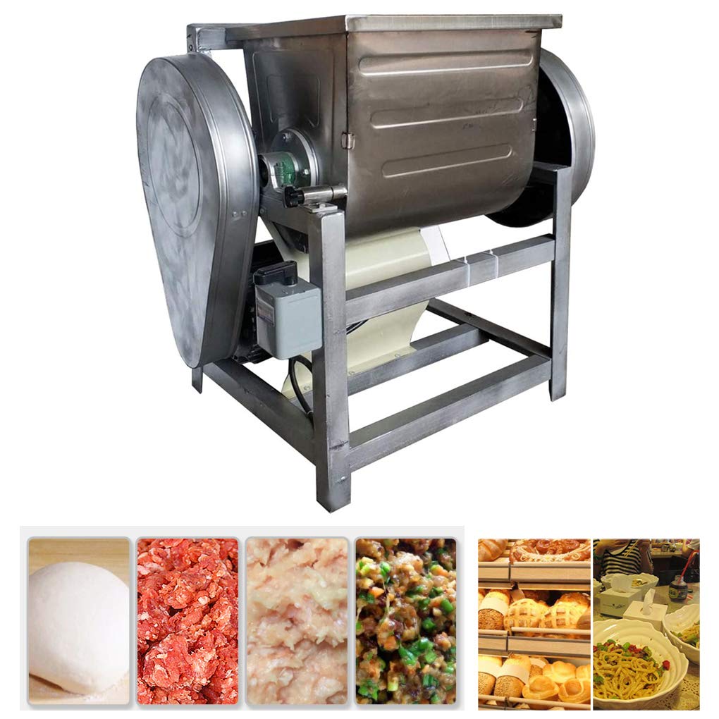 EQCOTWEA Commercial Dough Mixer, Electric Dough Mixing Machine,304 Stainless Steel Pizza Flour Dough Stand Mixer, Heavy Duty Flour Blender 1500W 30QT/15KG Kneading Capacity