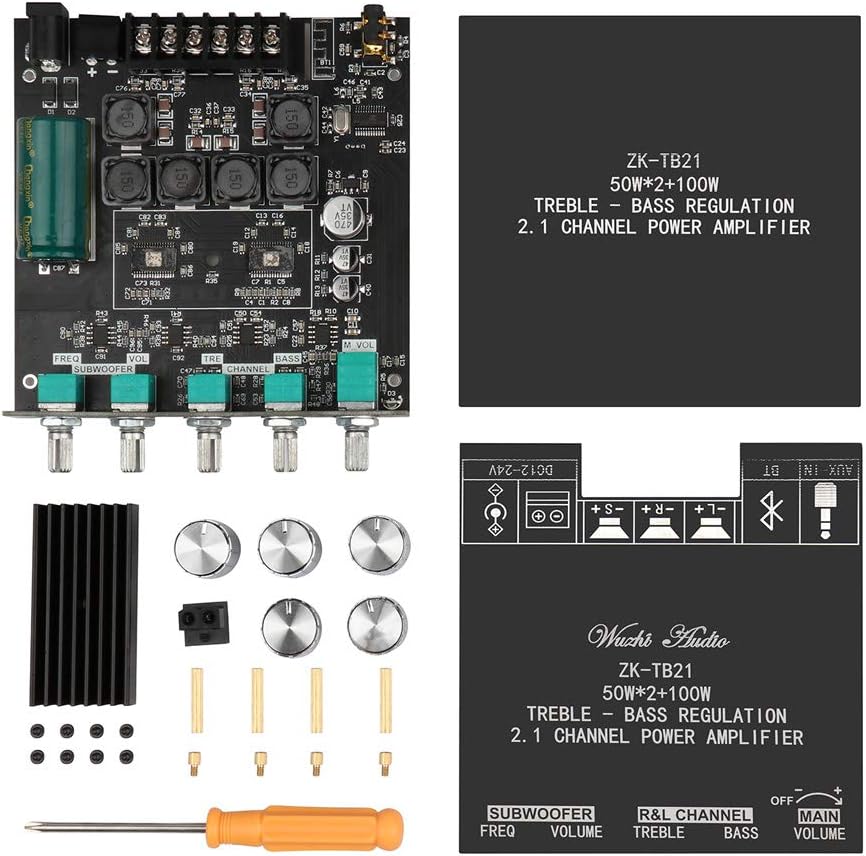 ZK-TB21 2.1CH 50W 2 +100W Bluetooth5.0 Bluetooth Audio Amplifier Board, x Subwoofer Power Amp with Treble and Bass