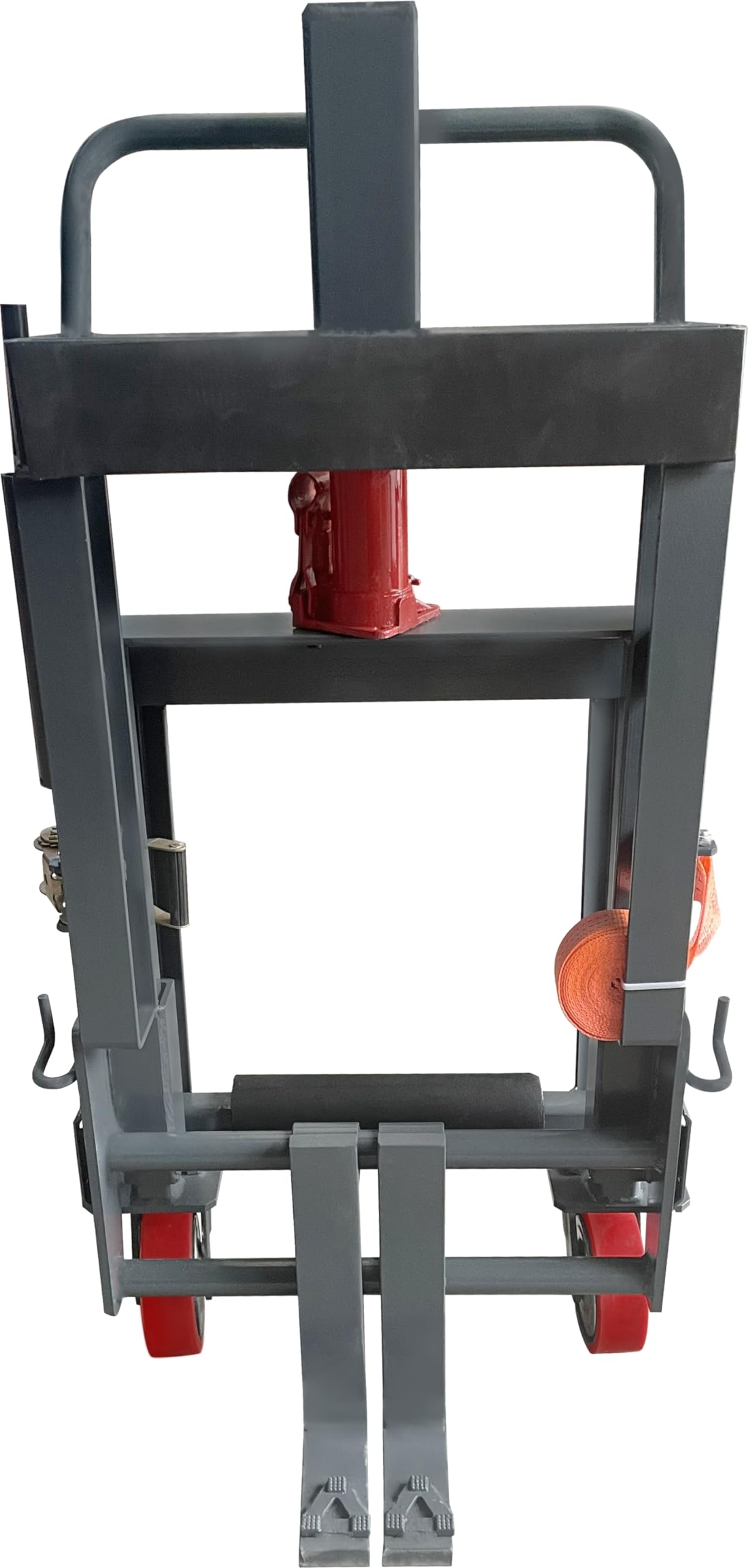 4,000 LB. Cap-PHT Hydraulic Machinery & Equipment Mover with Adjustable Forks (4.5" to 19" Width), 2 Swivel PU on Steel Wheels (5.85" x 2"), 2 Straps (16 feet Each).