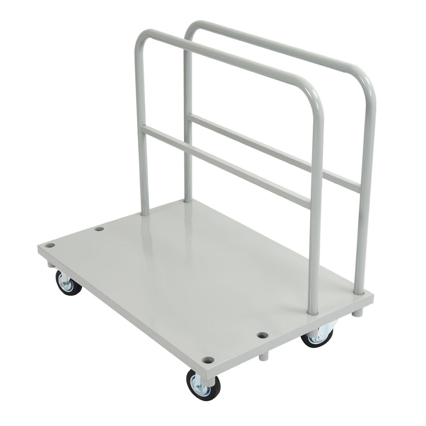 Gelacie 23x34inch Steel Panel Truck Cart, Flat Dolly Cart, Flatbed with 2000 lbs Capacity Platform Truck, Heavy Duty Lumber Drywall Dolly, 4 Swivel Casters, Board with 2 Detachable Side Handrails