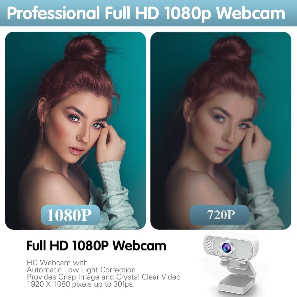 ZIQIAN 1080P 110 2,Video usb c webcam Webcam,Live Streaming Web Camera with Stereo Microphone, Desktop or Laptop USB