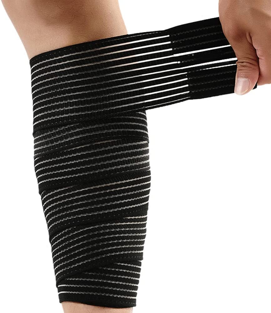 BANWMEN Elastic Lower Leg Calf Compression Support Bandage Sleeve Wrap for Women and Man, Shin Splint Guard for Football Runner, Basketball, Volleyball, Calf Pain Relief, Adjustable Plus Size (Black)