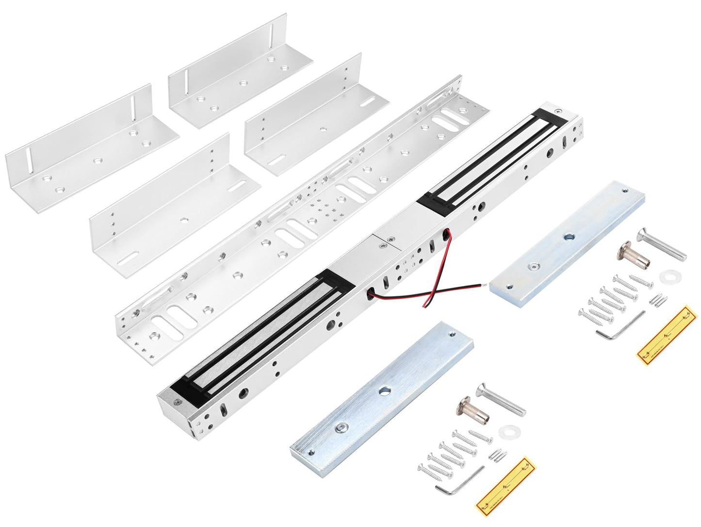 Double Door Magnetic Lock with ZL Bracket, Surface-Mount 12V DC Fail-Safe Electromagnetic Locks, 600LBS Holding Force for Indoor Access Control Systems (E- Double Doors 600LBS Lock +ZL Bracket)