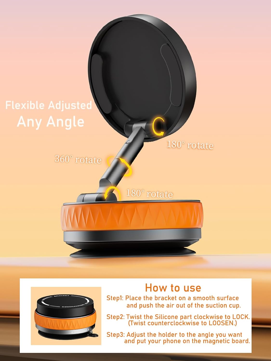 Chillkit 2025 Holder360 Upgraded Vacuum Magnetic Car Phone Adjustable Strong Suction & Magnetic Phone Mount