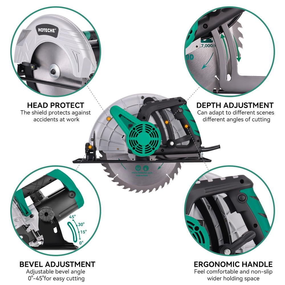 Hoteche 12-Inch Circular Saw 4-HP Compact Portable Table Saw with Saw Blade for Desktop Use