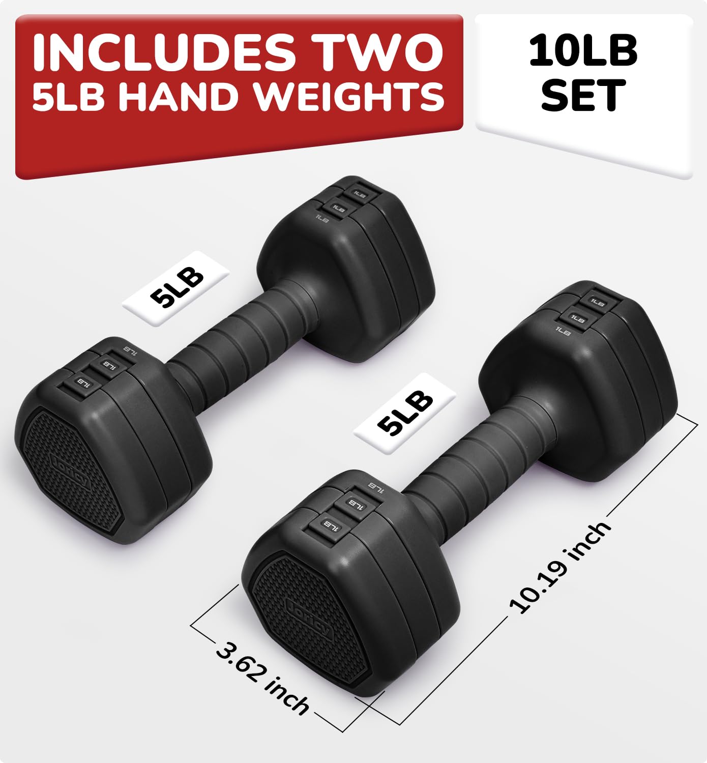 Adjustable Dumbbell Set of 2, 10LBS Hand Weights for Women Men 3-in-1 Free Weight Dumbbells Sets at Home, Each 1lb 3lb 5lb for Home Gym Exercise Workout Strength Training Equipments Black