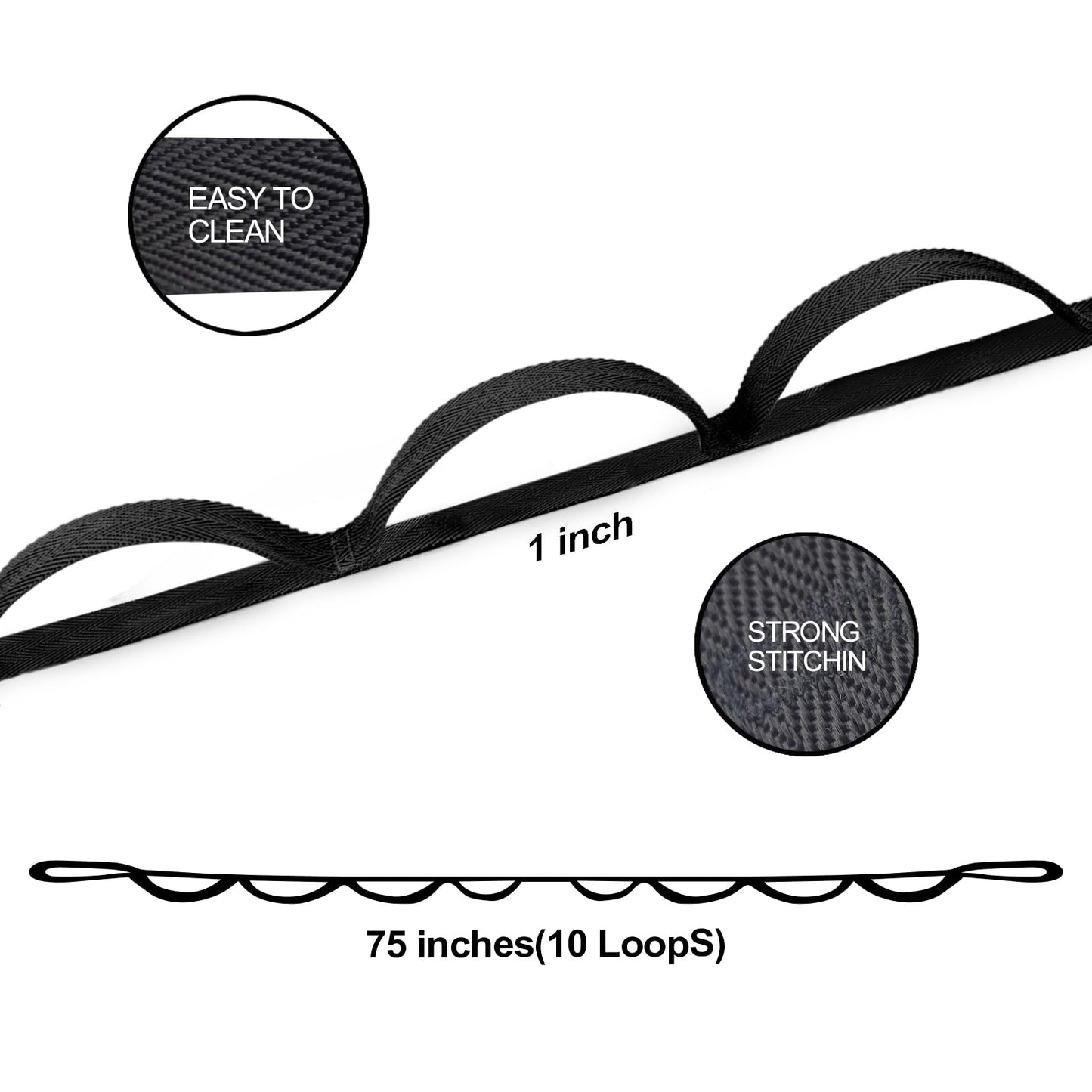 A AZURELIFE Premium Durable Stretch Straps with Loops, Stretching Strap for Physical Therapy, Multi-Loop Yoga Strap Fitness Exercise Strap for Yoga, Pilates, Dance, Flexibility&Exercise