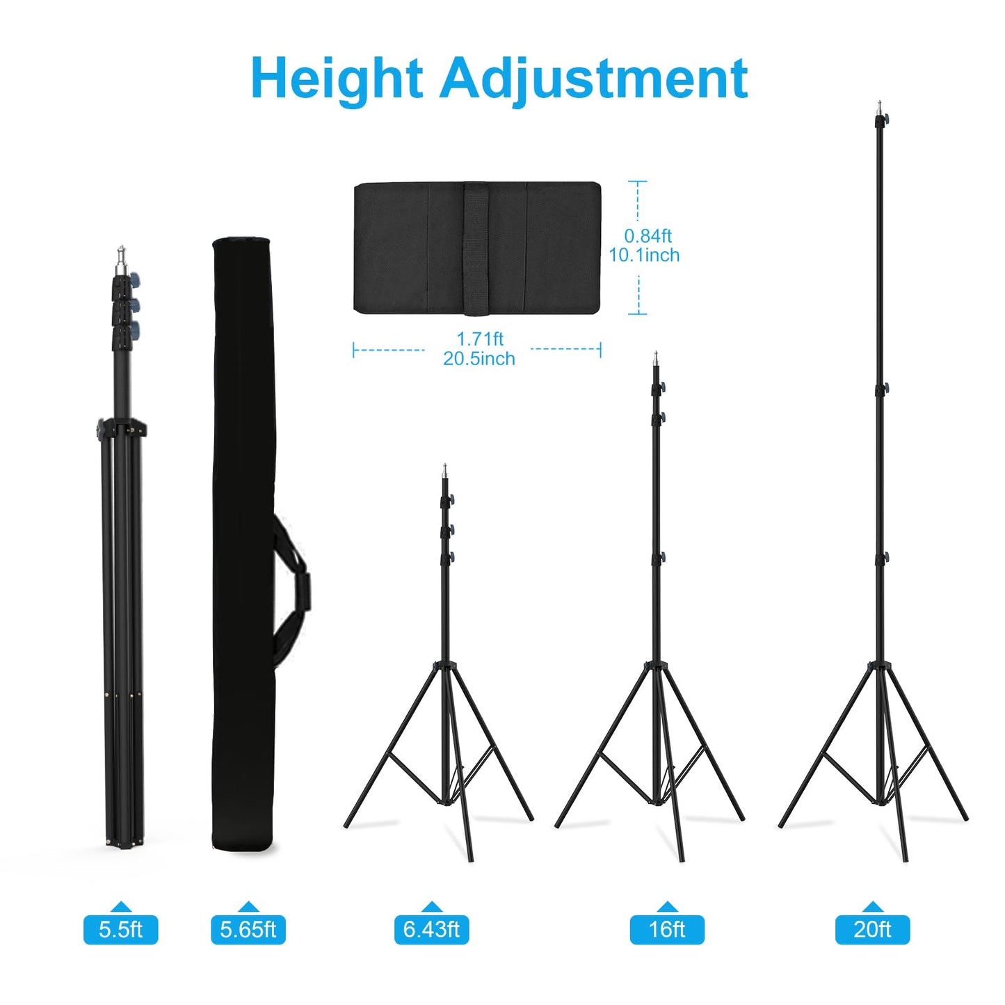 20FT Heavy Duty Air-Cushioned Tripod Stand – Telescoping Aluminum Alloy Light Stand for Overhead Photography, Sports & Studio (6M)