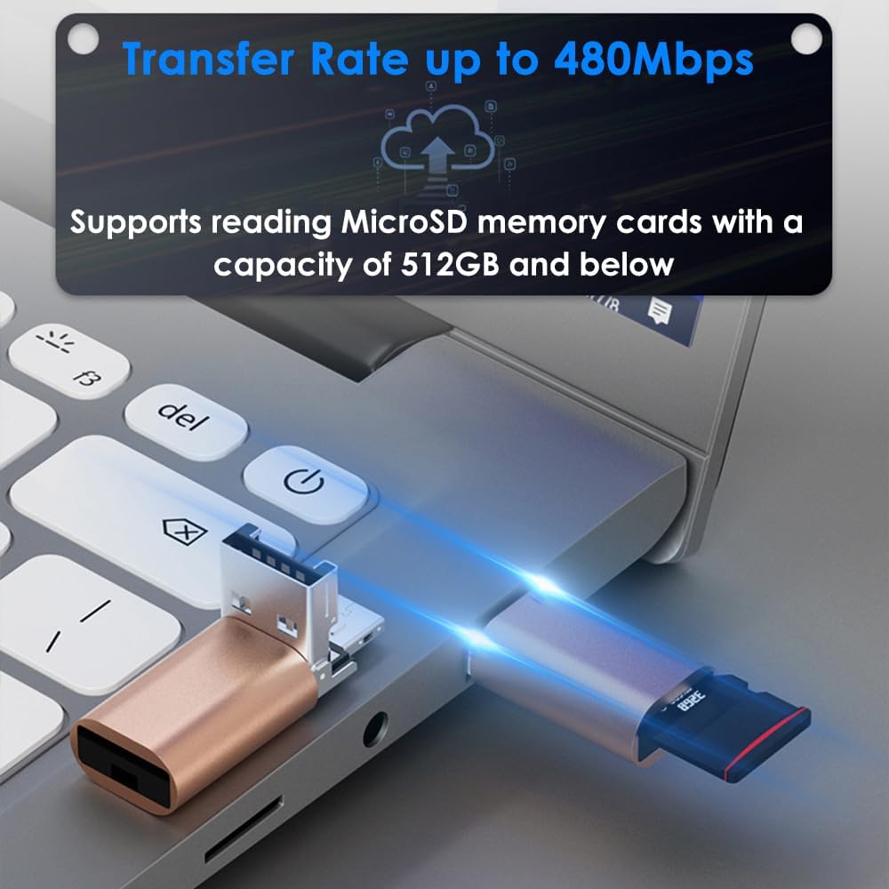 Mepsies 2-in-1 Micro SD Card Reader, USB C to SD Card Reader, USB and Type C TF Memory Card Reader, USB OTG Card Reader