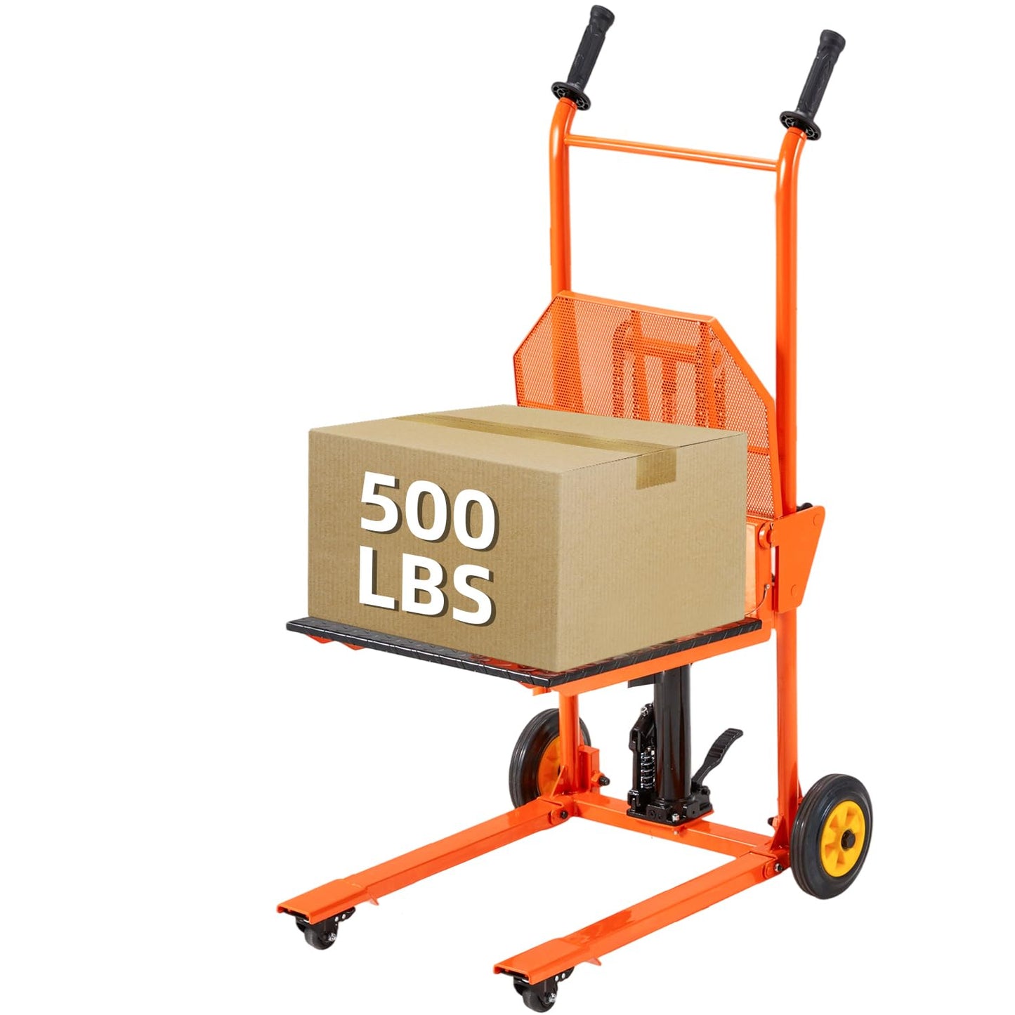 AECOJOY Hydraulic Lift Winch Stacker, Material Lift Table Cart 500 Lbs Capacity, 32" Max Lift Height, Pallet Truck Jack with Lockable Swivel Casters – Ideal for Warehouse, Workshop and Garage Use