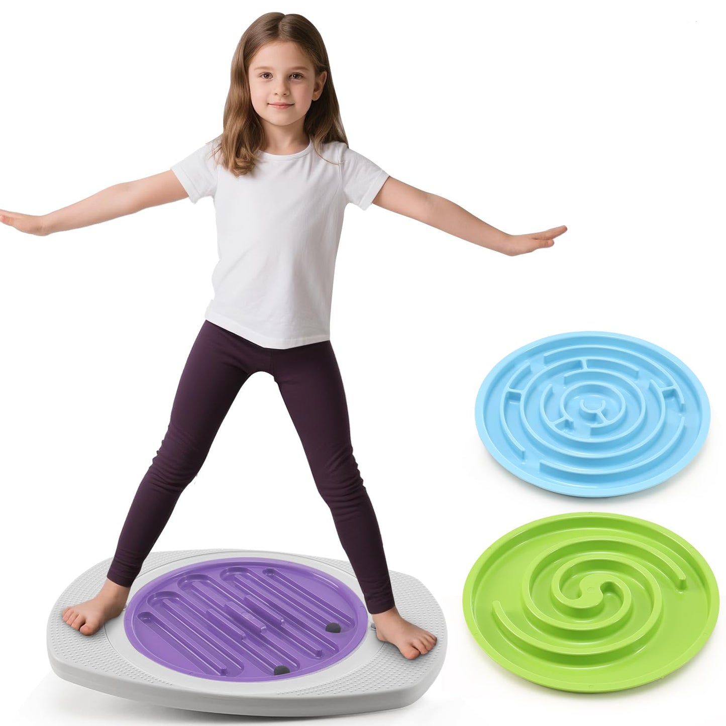 Zozimix Balance Board with Maze for Kids, 18 inch Labyrinth Wobble Board Rocking Seesaw Sensory Training with 3 Balls & 2 Replacement Labyrinth Disks, Non-Slip Pedals Indoor Outdoor for Boys Girls