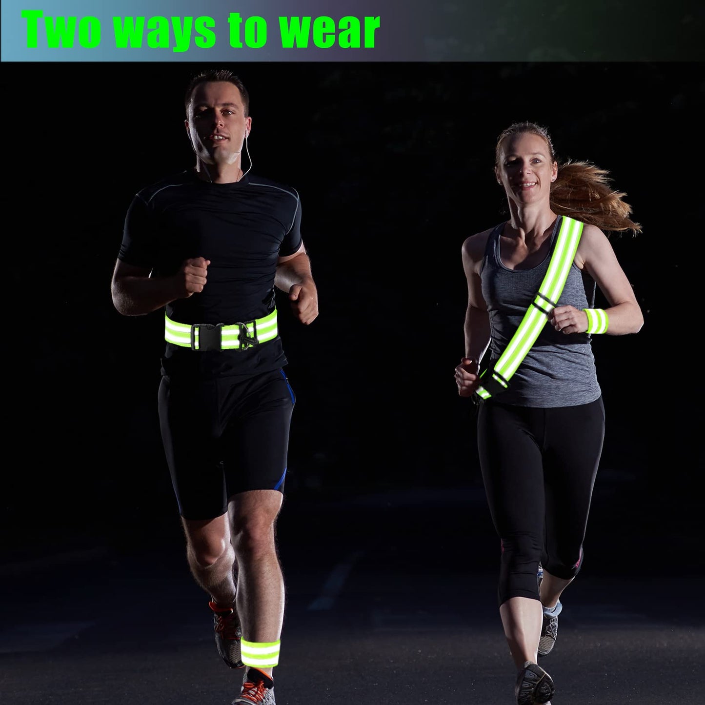 Saintrygo 6 Pcs Reflective Sash for Walking at Night Reflective Strap Arm Band High Visibility Belt Safety Ankle Strap for Visibility Vest Clothing Running Gear(Fluorescent Green)