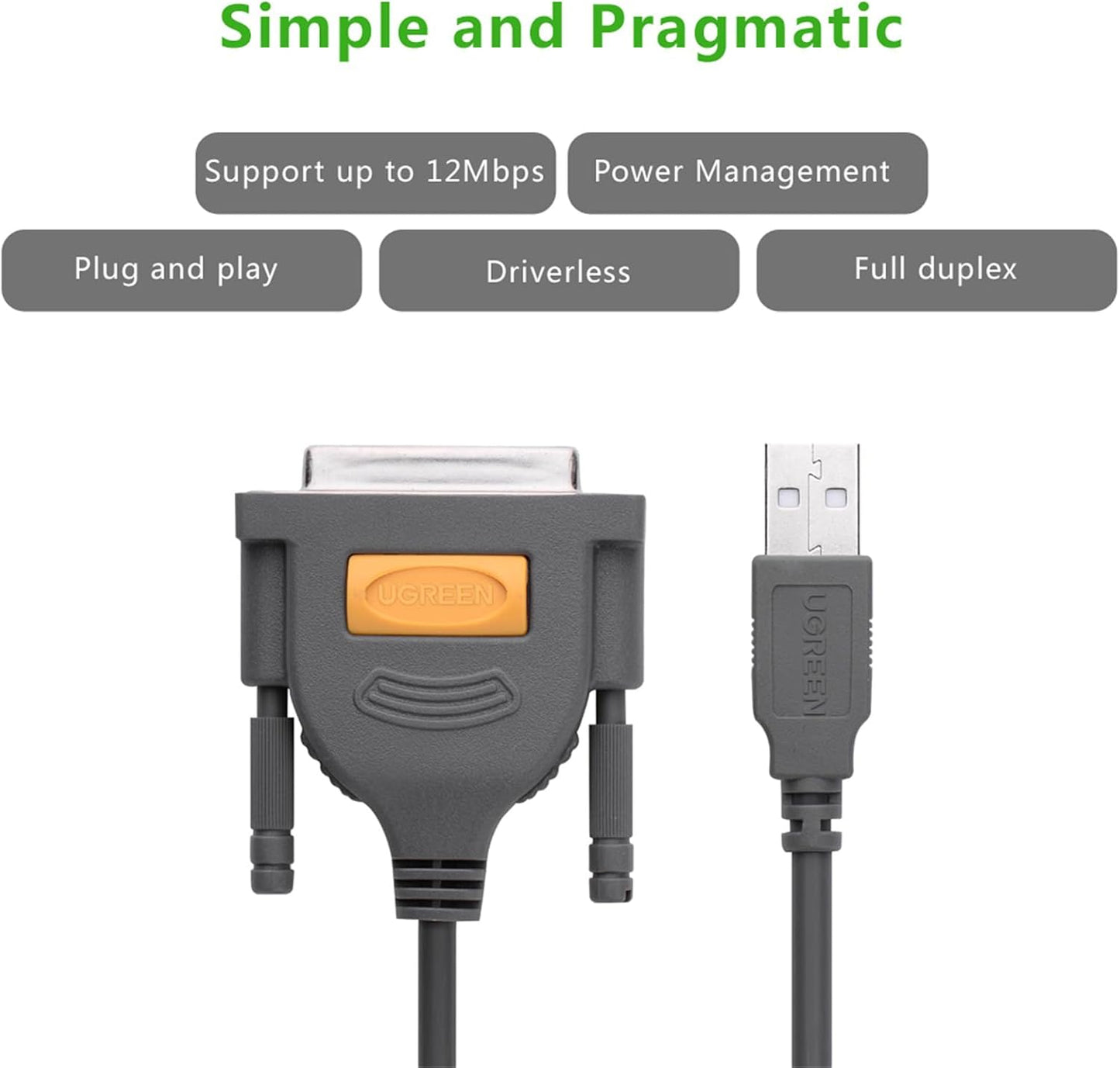 DB25 (25 6FT DB25 1284 11/10/8/7/macOS10.4 13 UGREEN USB Male to Female Parallel Pin) Printer Cable Adapter, Connector