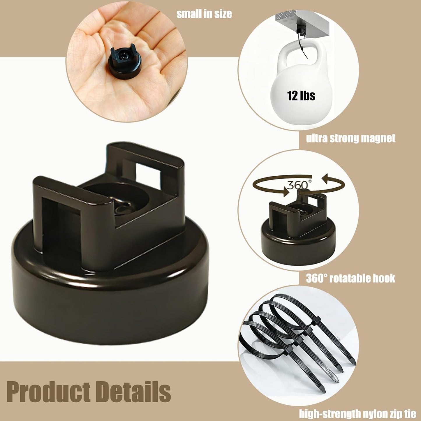 Ziuipuv 25 100 Magnetic Cable Zip Tie Mounts, Pcs Magnets with Pcs Cable Zip Ties, Multipurpose Cable Holder Magnets