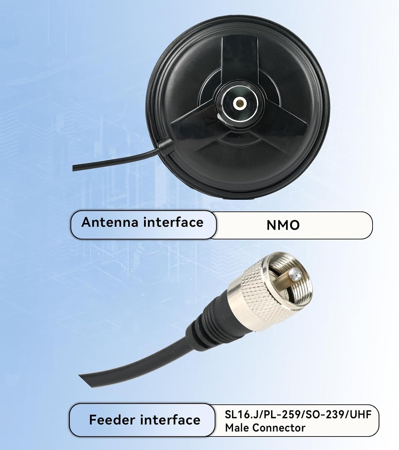 Retevis 16.4ft SL16.J,150mm Radio(1 Pack) Mobile Antenna Magnetic Mount Base with NMO Connector,Mobile Radio Antenna