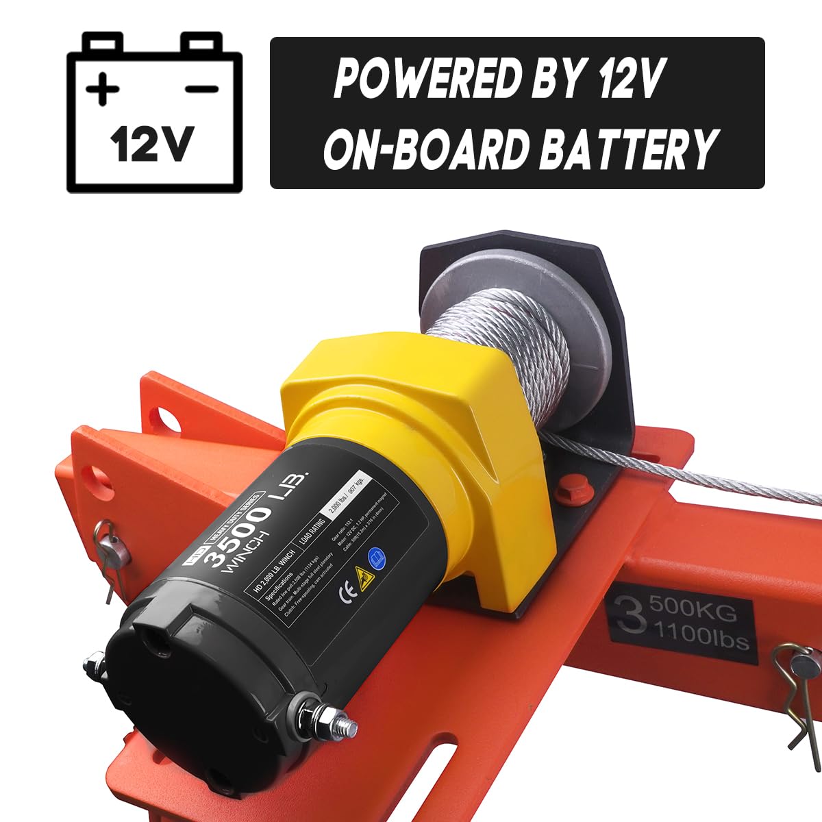 RUGCEL WINCH New 1100lb Folding Truck-Mounted Crane, with Electric Winch 3500 lb 12V, Painted Steel Pickup Truck Jib Cranes 360 Swivel Lift Electric Hoist