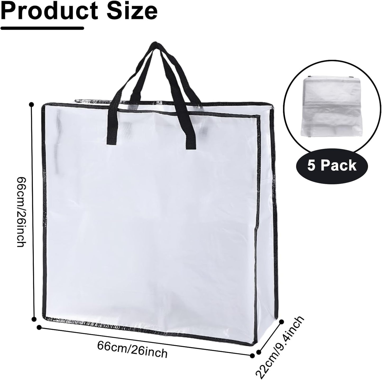 Skiennix Wreath Storage Bag - 5 Pack 26x9 Inch with Zipper & Handles | Underbed Organizer for Christmas Decor