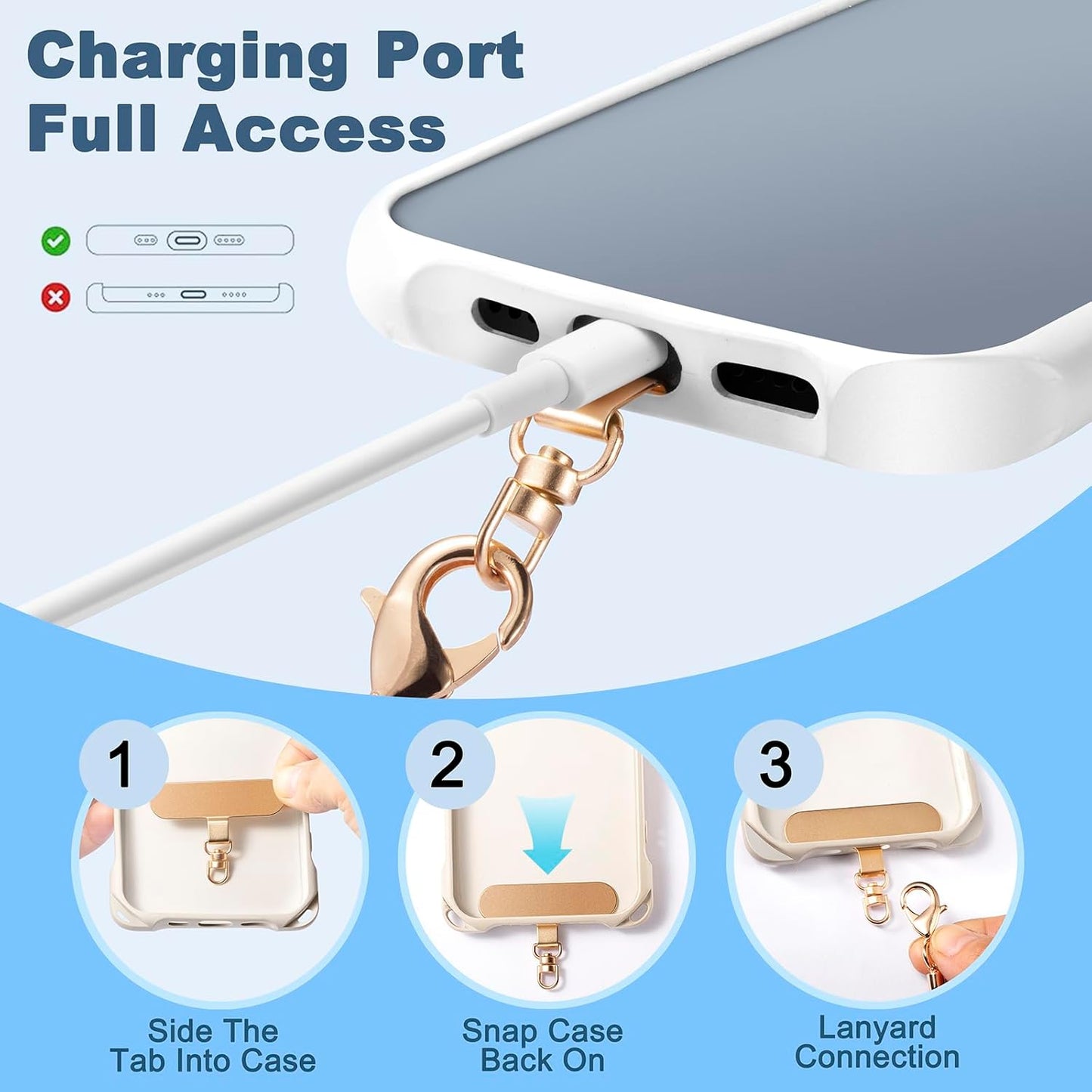 2 1 Wristlet Strap Copper Phone Lanyards Gold Detachable Metal Cellphone Safety Charms Wrist Bracelet Tabs Phone Leash