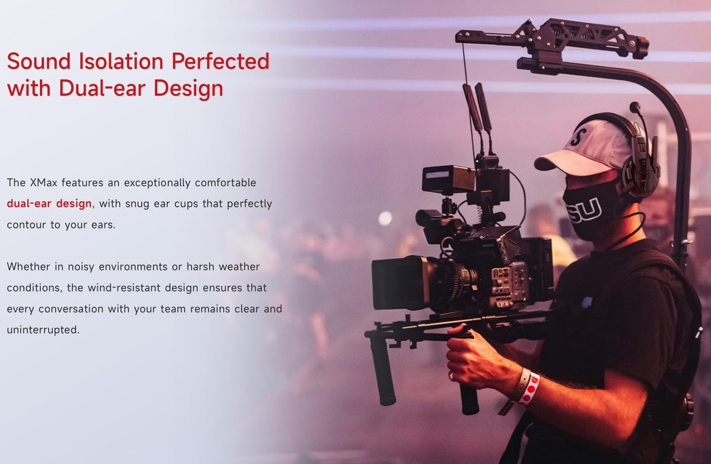 SYNCO XTALK XMax5 Wireless Intercom Headset System 2.4GHz 1640 feet 500 Meters Dual-Ear Team Communication Headset for Live Show Stage Performance Movie Shoot