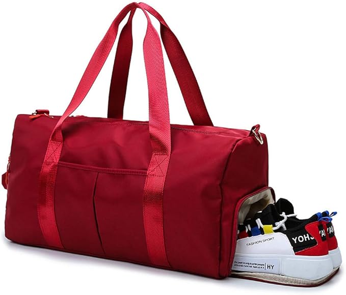 KARRESLY Travel Sports Gym Bag for Women or Men with Wet Pocket and Shoes Compartment for Training Swim Yoga(Black)