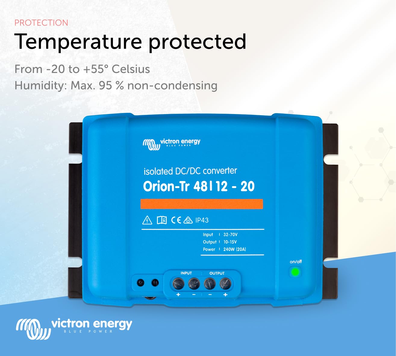 Victron Energy Orion-Tr DC to DC Converter - 48/12-Volt 20 amp 240-Watt - IP43 Protected - for Dual Battery Systems - Isolated