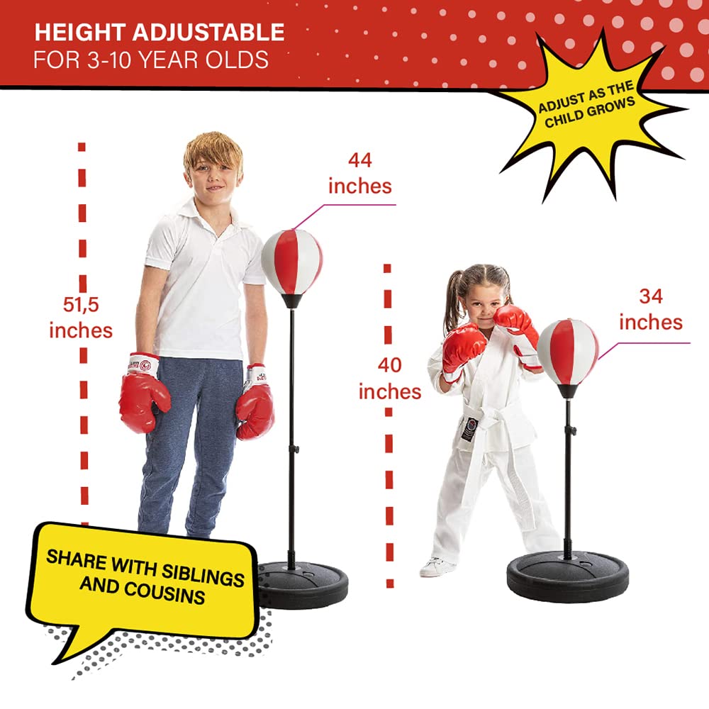 Whoobli Punching Bag for Kids and Toddler Incl Boxing Gloves| 3 4 5 6 7 8+ Years Old Adjustable Kids Boxing Bag with Stand| Sports Toy for Boys| Ideal Christmas Birthday Gift for Children; New 2026