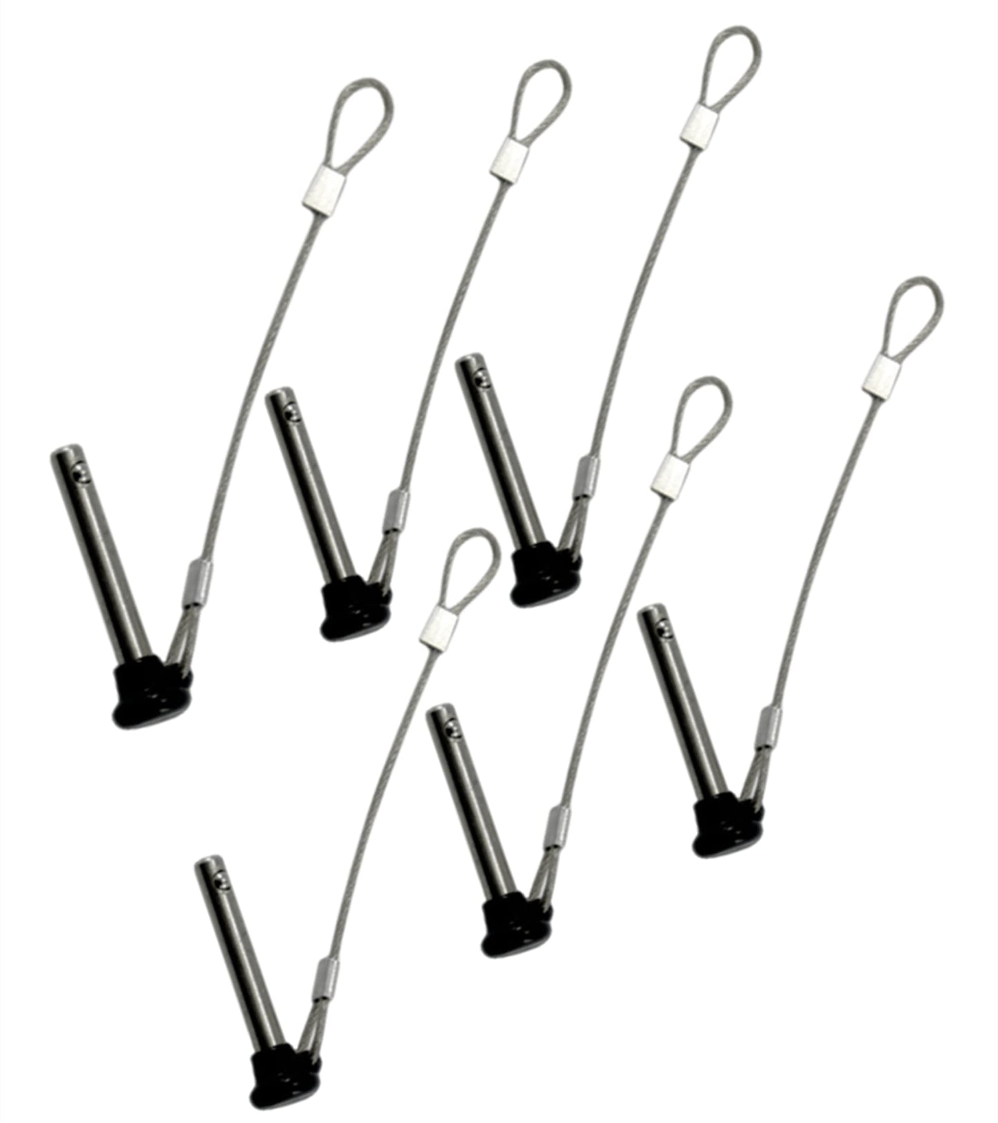 4Pcs Diameter 3/16" Stainless Steel Black Nylon Head Pin With Lanyard - Marine Bimini Top Pull Pins for Swivel Ball Deck Hinge Quick Release (4)