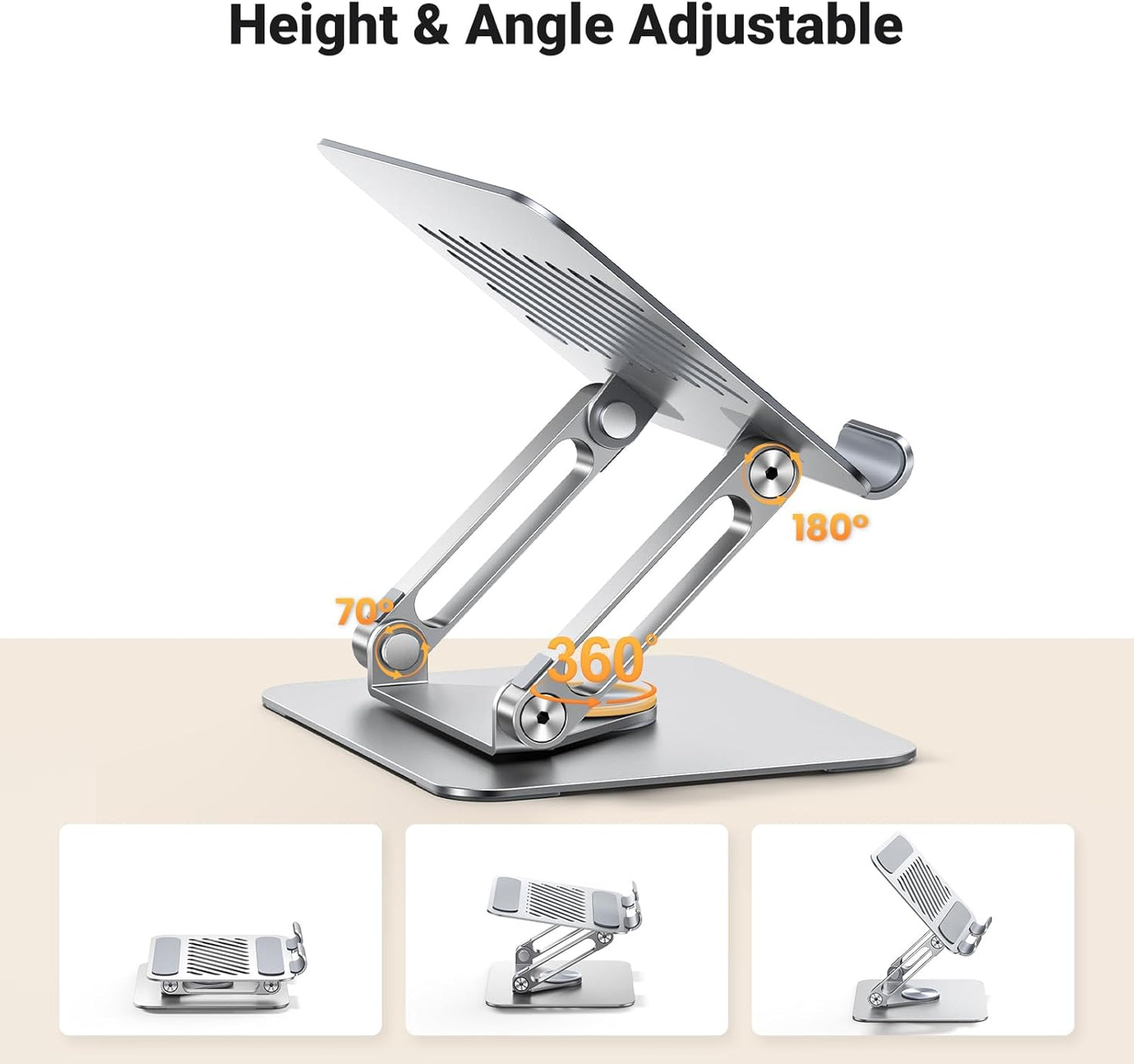 UGREEN 360 13 12 11 5 4 3 Tablet Stand Holder for Desk with Rotating Base Aluminum Dual Rod Support Adjustable Home